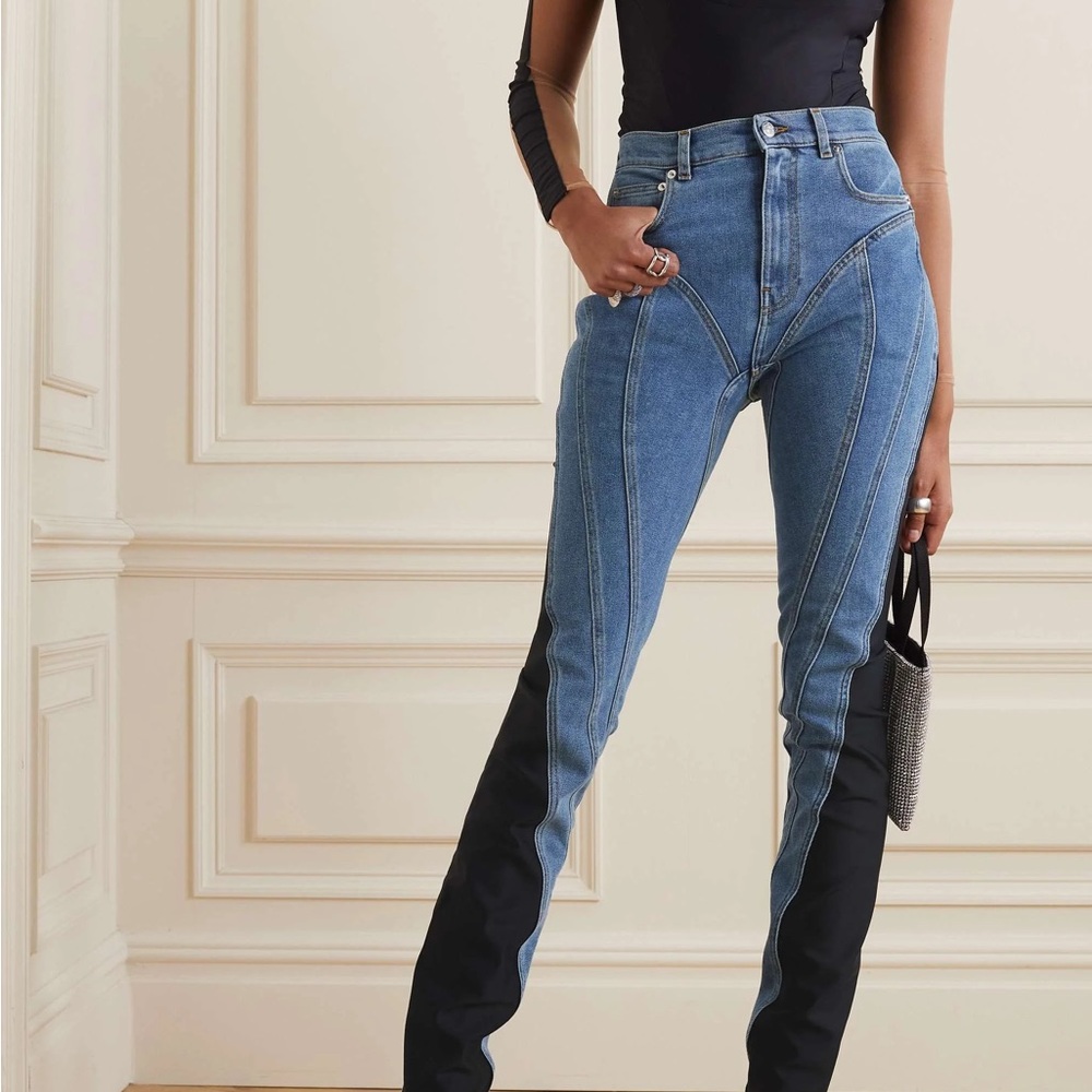 Mugler High Rise Blue and Black Jeans